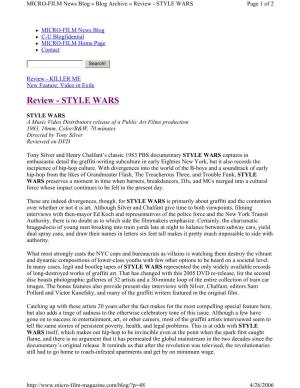 Review - STYLE WARS Page 1 of 2