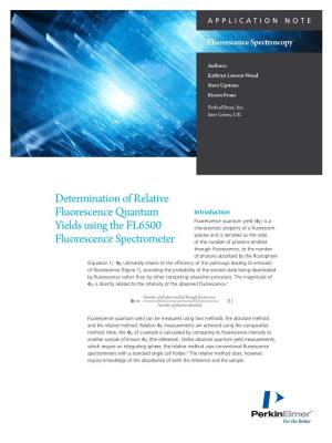 Determination of Relative Fluorescence Quantum Yields Using the FL 6500 Fluorescence Spectrometer