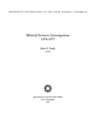 Mineral Sciences Investigations 1976-1977