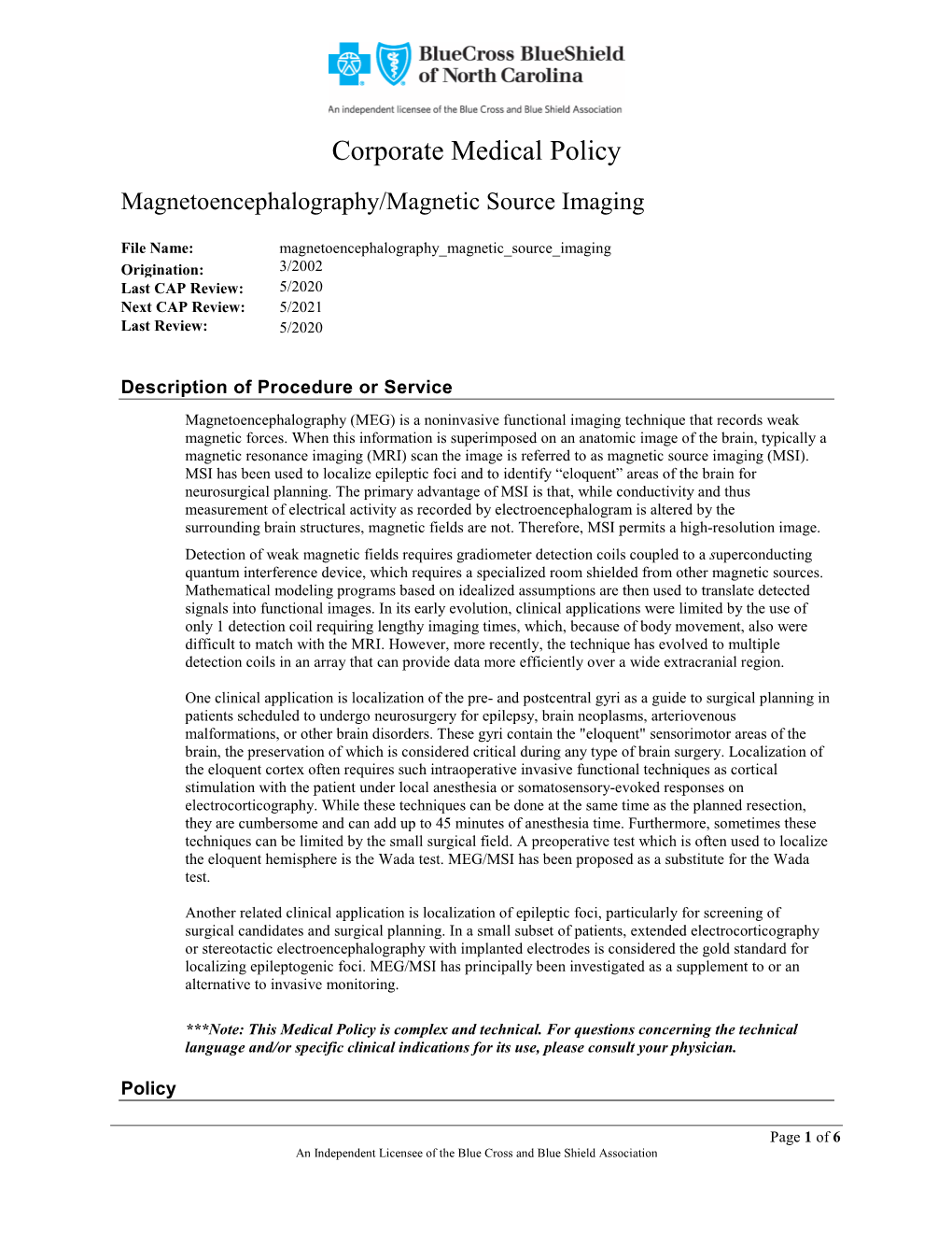 Magnetoencephalography Magnetic Source Imaging