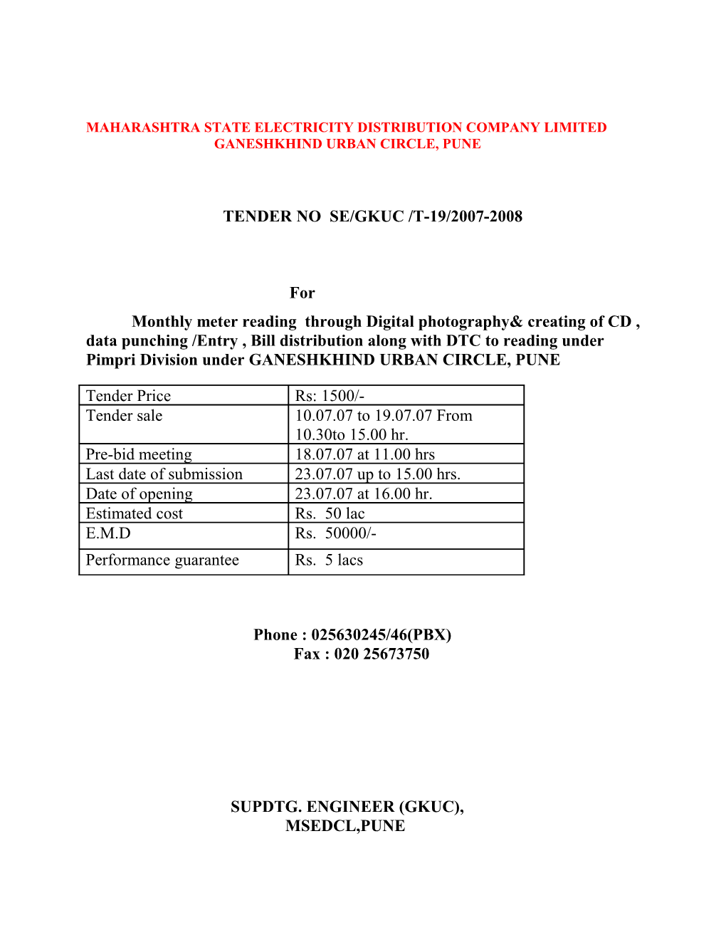 Maharashtra State Electricity Distribution Company Limited