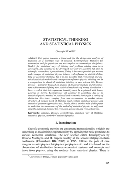 Statistical Thinking and Statistical Physics
