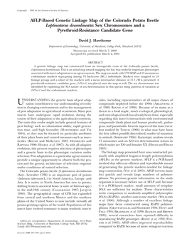 AFLP-Based Genetic Linkage Map of the Colorado Potato Beetle Leptinotarsa Decemlineata: Sex Chromosomes and a Pyrethroid-Resistance Candidate Gene