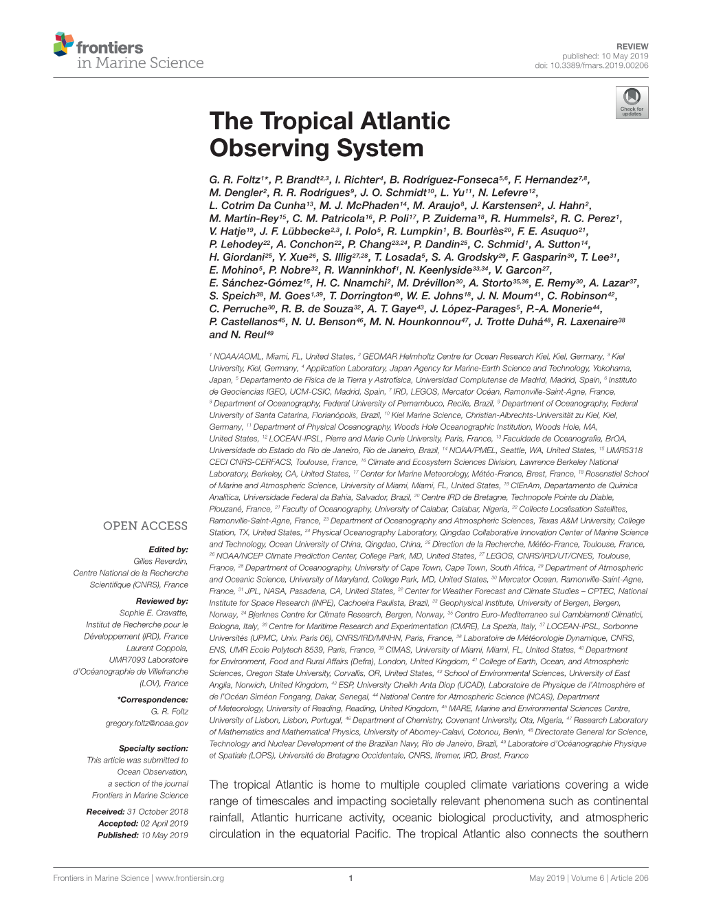 The Tropical Atlantic Observing System