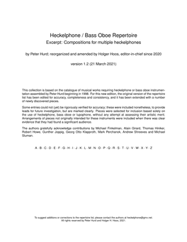 Heckelphone / Bass Oboe Repertoire Excerpt: Compositions for Multiple Heckelphones