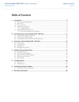 Table of Contents User Manual Page 1