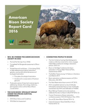 American Bison Society Report Card 2016