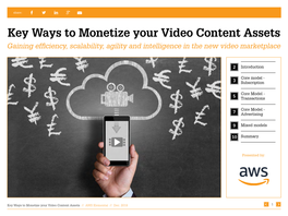 Key Ways to Monetize Your Video Content Assets Gaining Efficiency, Scalability, Agility and Intelligence in the New Video Marketplace