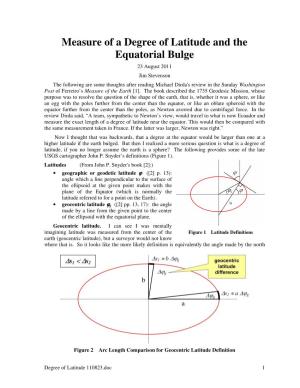 Measure of a Degree of Latitude and the Equatorial Bulge