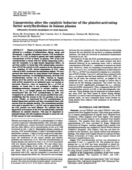 Lipoproteins Alter the Catalytic Behavior of the Platelet-Activating