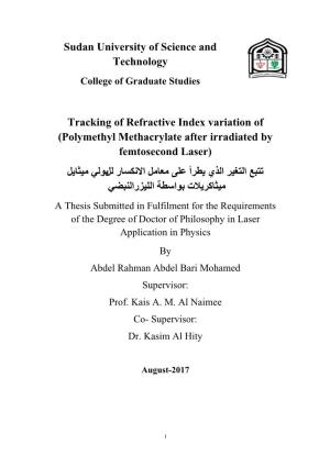 Sudan University of Science and Technology Tracking of Refractive