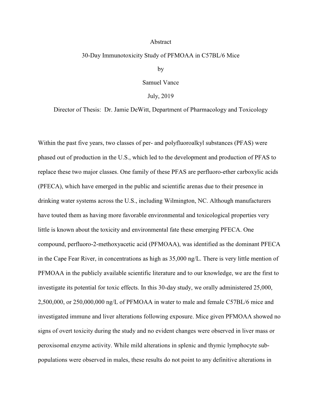 Abstract 30-Day Immunotoxicity Study of PFMOAA in C57BL/6 Mice