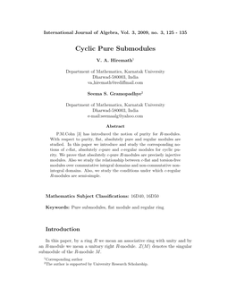 Cyclic Pure Submodules