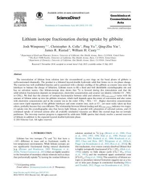 Lithium Isotope Fractionation During Uptake by Gibbsite