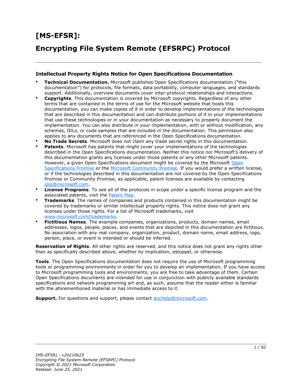 [MS-EFSR]: Encrypting File System Remote (EFSRPC) Protocol