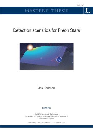 Detection Scenarios for Preon Stars Detection Scenarios for Preon Stars