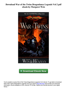 Download War of the Twins Dragonlance Legends Vol 2 Pdf Ebook by Margaret Weis