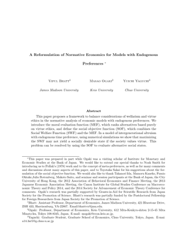 A Reformulation of Normative Economics for Models with Endogenous