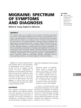 Migraine: Spectrum of Symptoms and Diagnosis