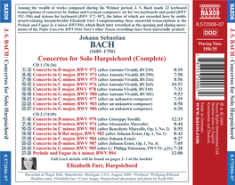 Concertos for Solo Harpsichord