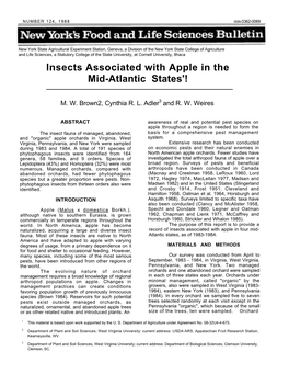 Insects Associated with Apple in the Mid-Atlantic States'!