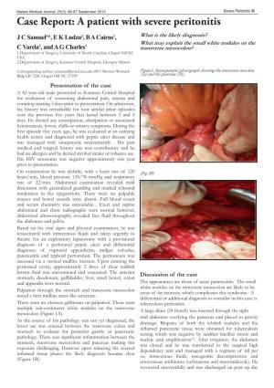 Case Report: a Patient with Severe Peritonitis