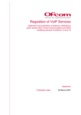 Regulation of Voip Services