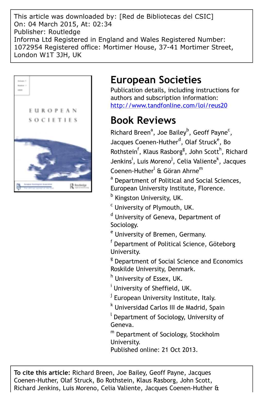 European Societies Book Reviews