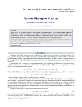 Note on Bicomplex Matrices