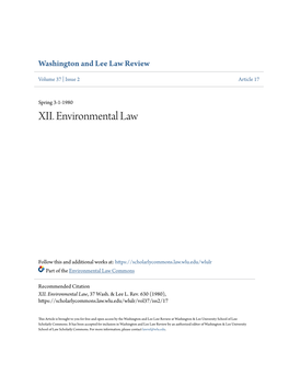 XII. Environmental Law