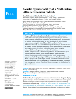 Genetic Hypervariability of a Northeastern Atlantic Venomous Rockﬁsh