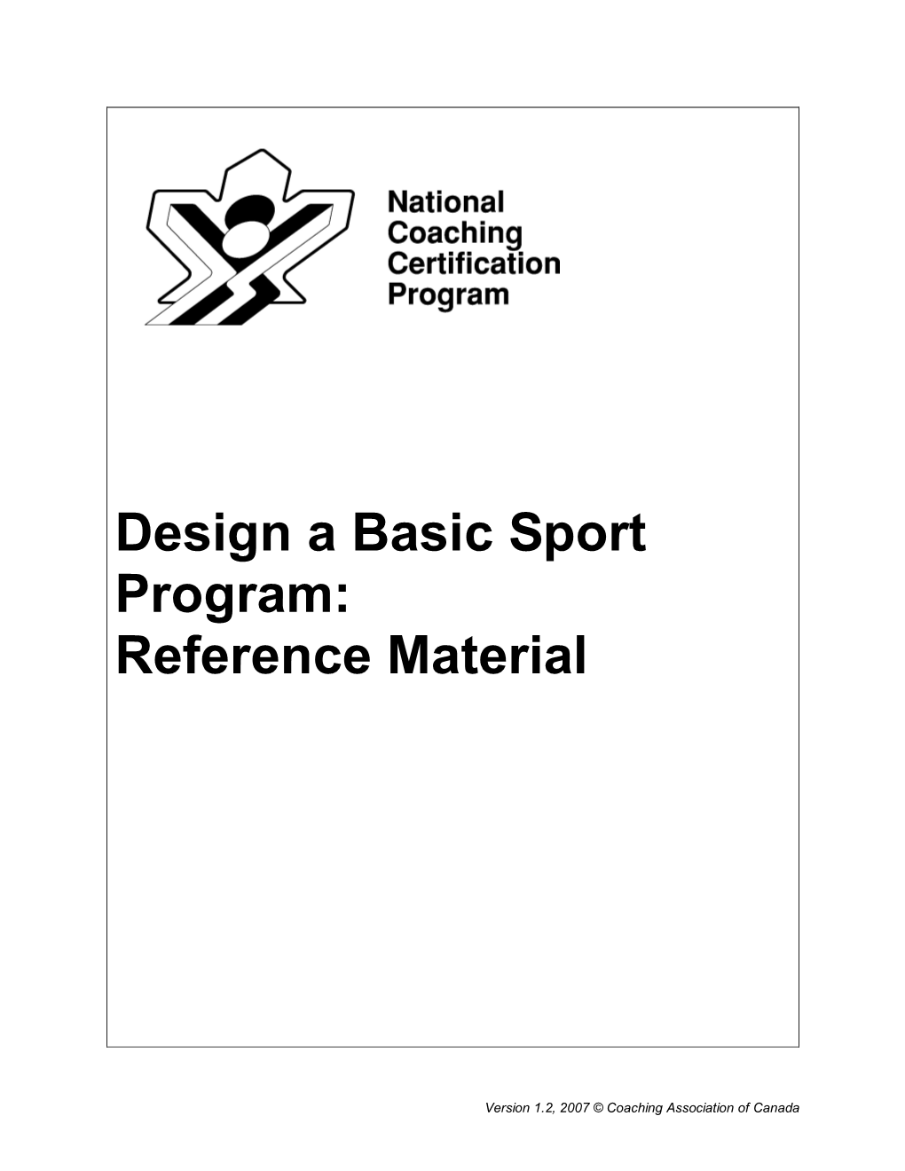 Design a Basic Sport Program: Reference Material