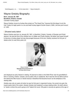 Wayne Gretzky Biography - Life, Children, History, Wife, School, Young, Son, Old, Information, Born, Contract