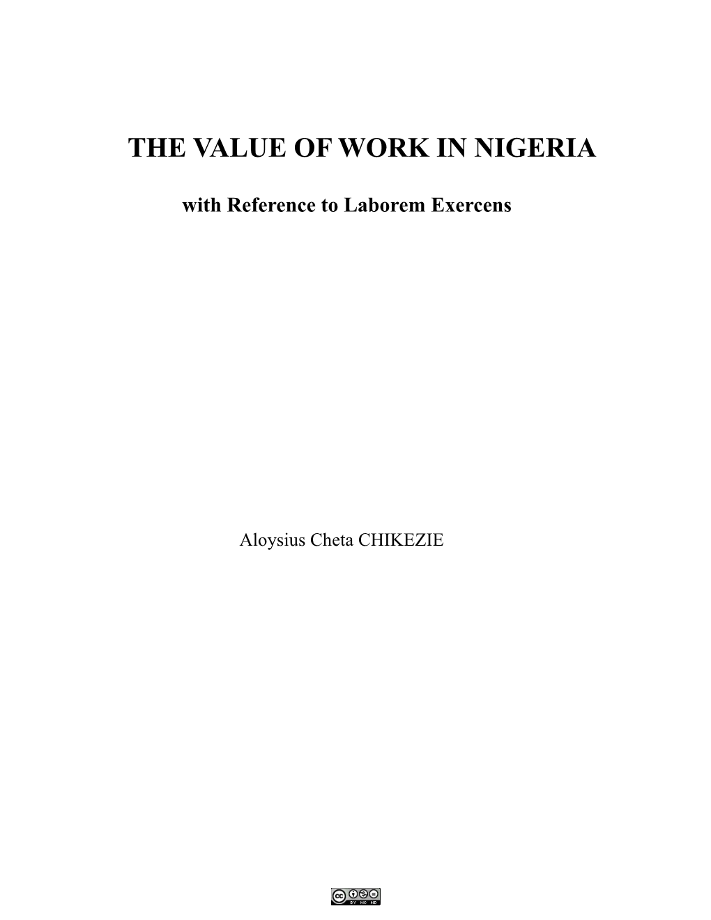 The Value of Work in Nigeria