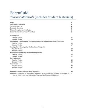 Ferrofluid Teacher Materials (Includes Student Materials)
