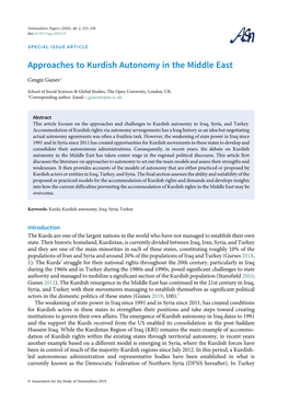 Approaches to Kurdish Autonomy in the Middle East