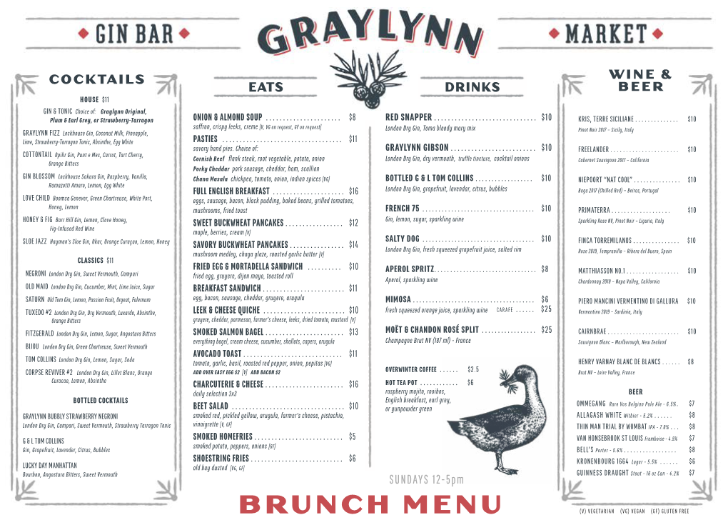 Brunch Menu (V) Vegetarian (Vg) Vegan (Gf) Gluten Free