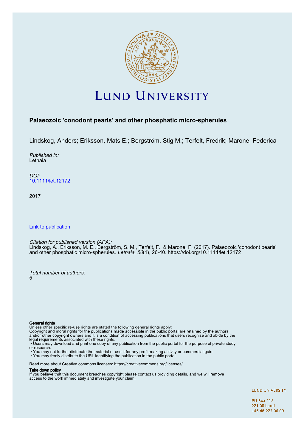 And Other Phosphatic Micro-Spherules Lindskog, Anders; Eriksson, Mats E