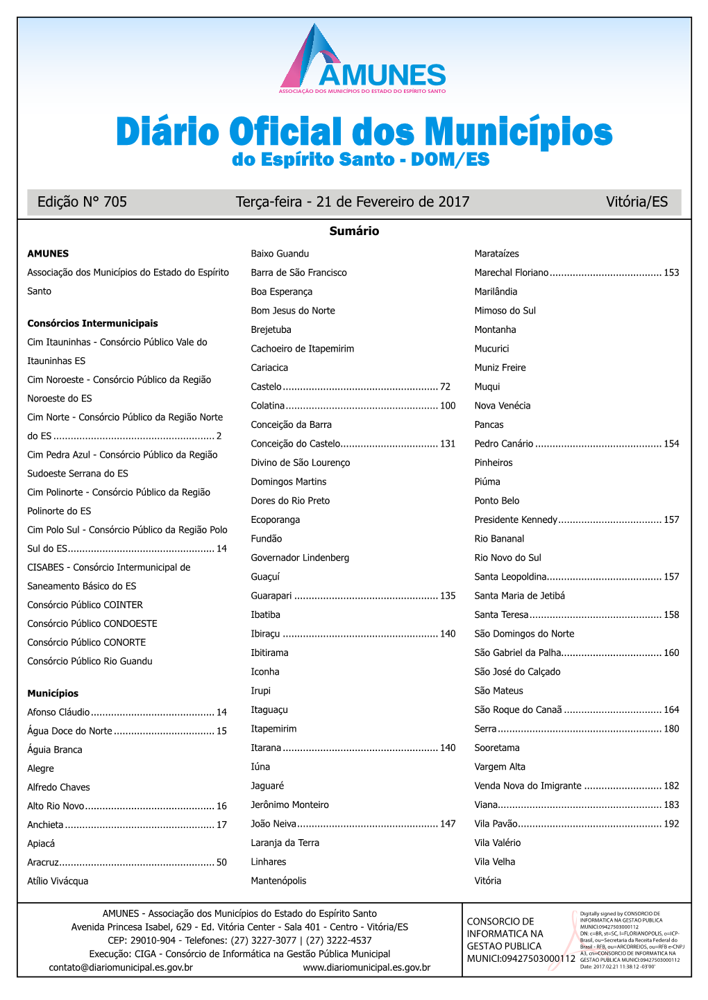 21 De Fevereiro De 2017 Edição N° 705 Vitória/ES