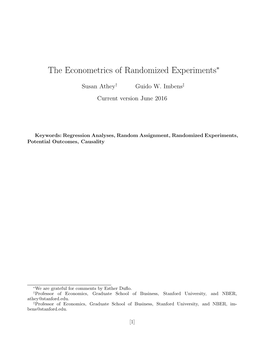 The Econometrics of Randomized Experiments∗
