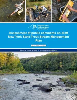 Assessment of Public Comment on Draft Trout Stream Management Plan