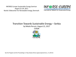 Transition to Sustainable Energy