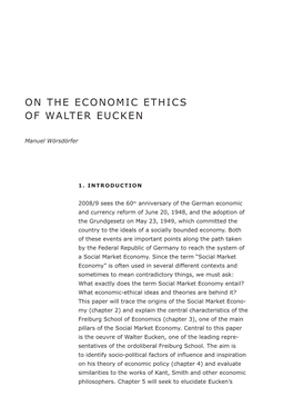 On the Economic Ethic of Walter Eucken
