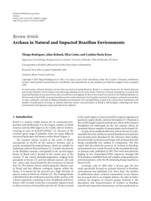 Archaea in Natural and Impacted Brazilian Environments