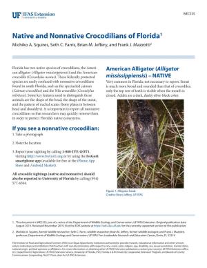 Native and Nonnative Crocodilians of Florida1 Michiko A