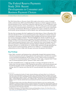 The Federal Reserve Payments Study 2016: Recent Developments in Consumer and Business Payment Choices