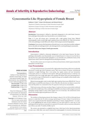 Gynecomastia-Like Hyperplasia of Female Breast