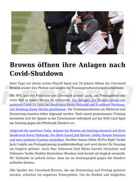 Browns Öffnen Ihre Anlagen Nach Covid-Shutdown