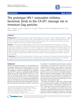 The Prototype HIV-1 Maturation Inhibitor, Bevirimat, Binds to the CA