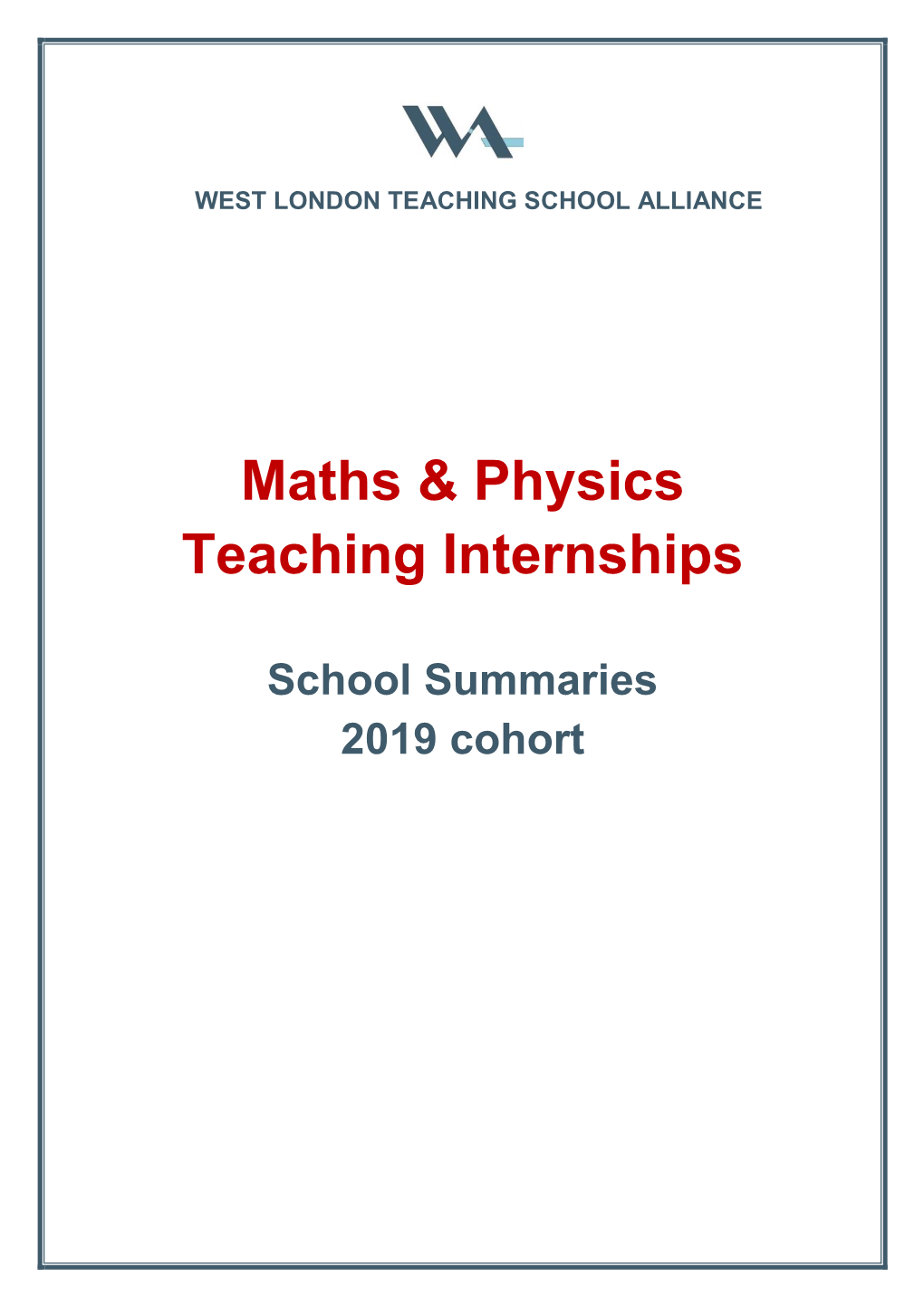 Maths & Physics Teaching Internships